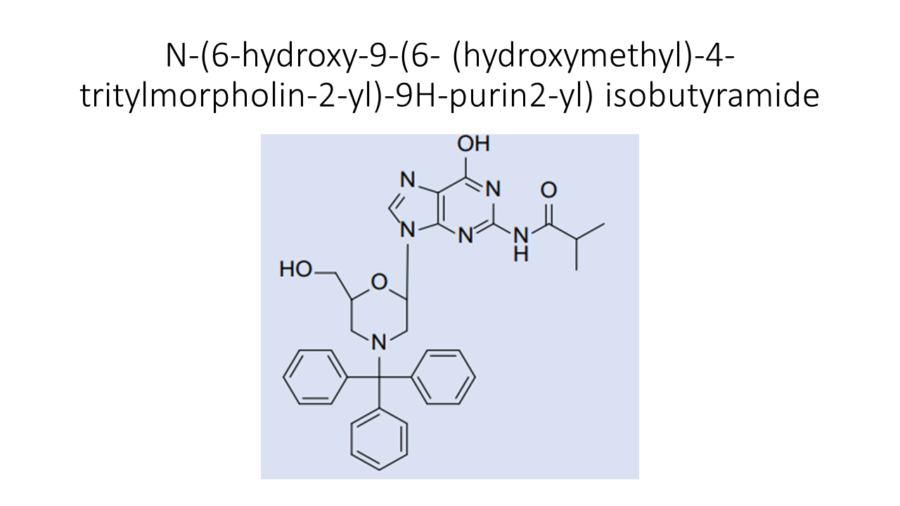 n-6-hydroxy-9-6-hydroxymethyl-4-tritylmorpholin-2-yl-9h-purin2-yl-isobutyramide